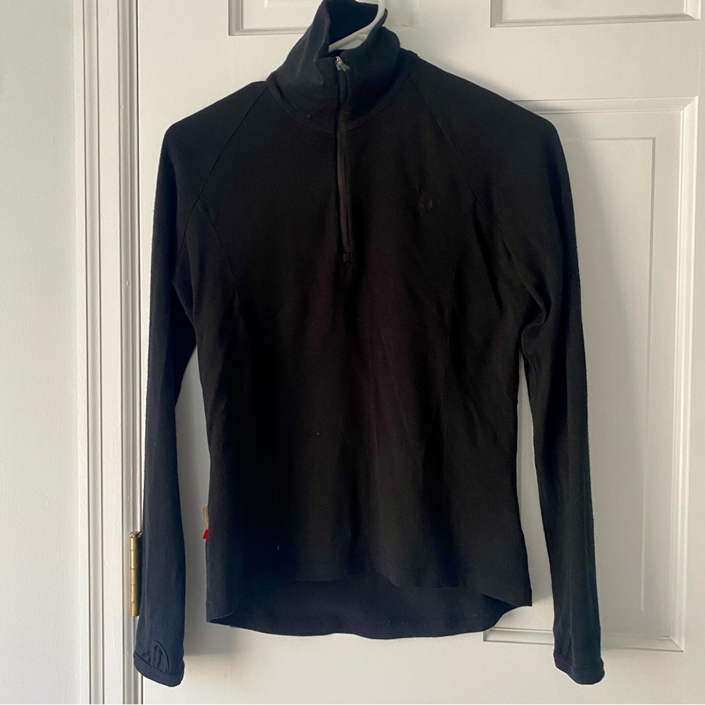 Ladies Icebreaker 100 % Merino Wool Black Half-Zip Base Layer